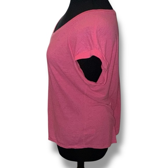 TALBOTS DROP SHOULDER V-NECK TEE - Plus 1X Brilliant Pink - Picture 3 of 13